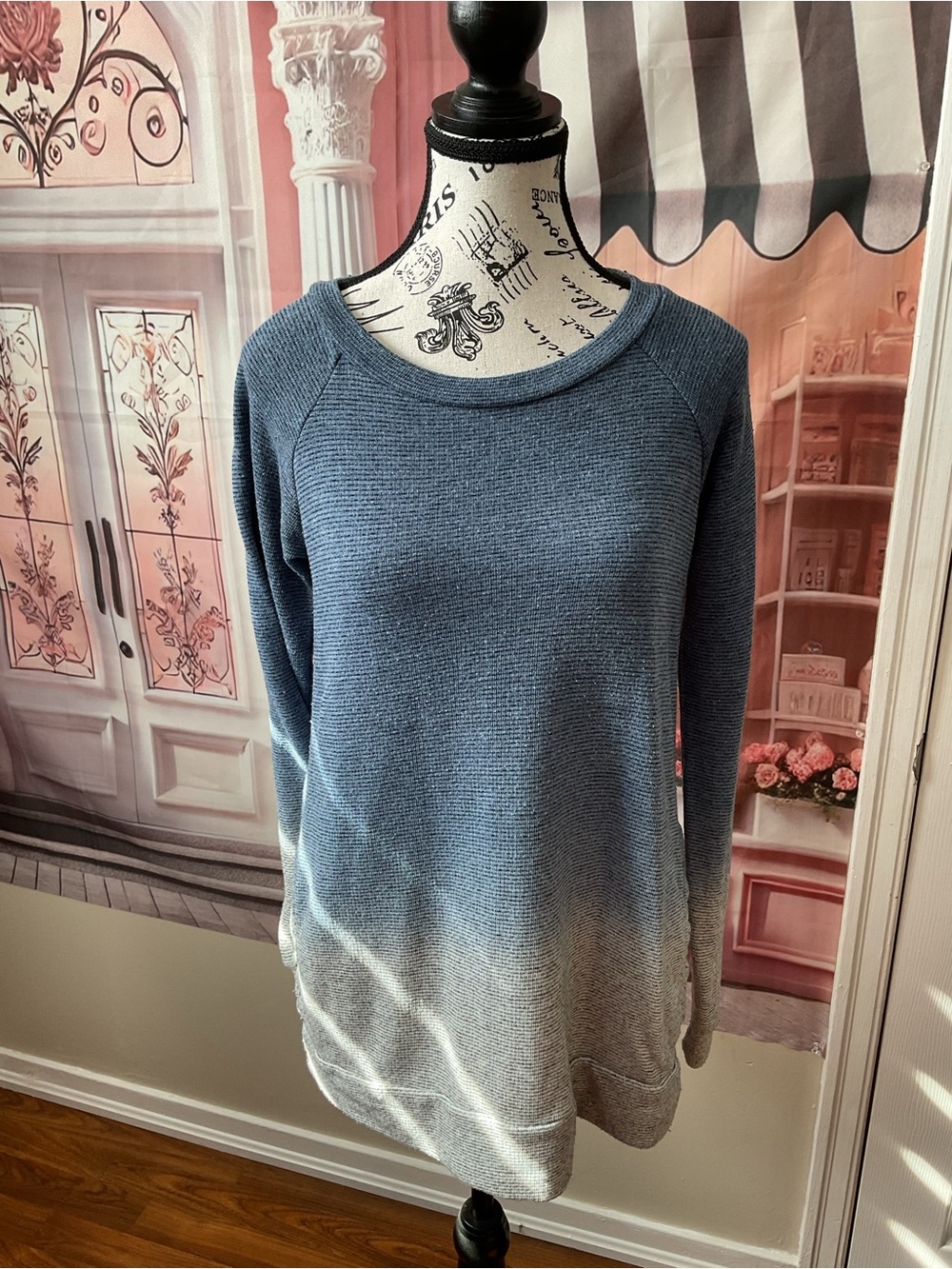 Ricki's Blue to Cream Ombre Crewneck Sweater